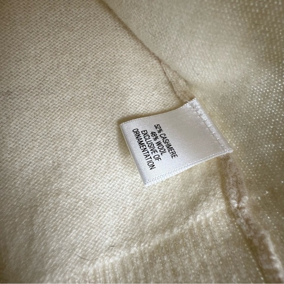 Lilly Pulitzer Ivory Cashmere Wool Cardigan Sweater with Flower Appliqué Size M - Picture 3 of 8